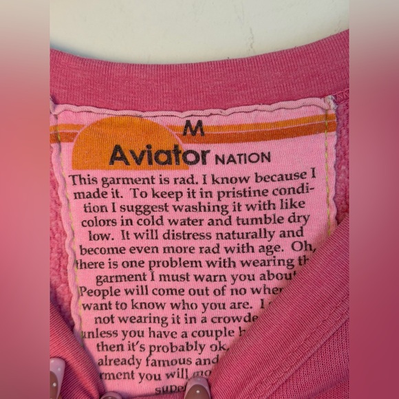 Aviator Nation Bolt Crewneck Sweatshirt, Neon Pink, Size Medium - Picture 6 of 7